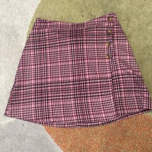 Pink plaid skirt